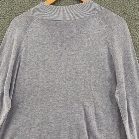 LOFT Sweater Womens Large Purple Mock Neck Ruffles Raglan Sleeves Knit Classic - Picture 5 of 10